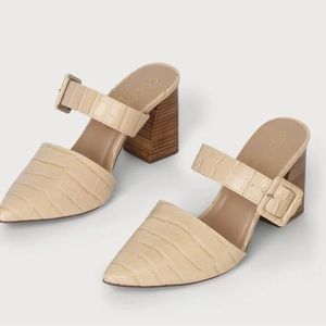 Natural Crocodile-Embossed Pointed-Toe Pumps /Mules (worn ONCE)